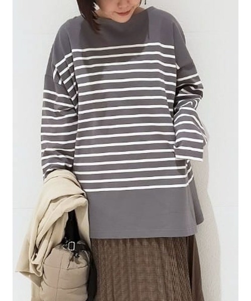 Samansa Mos2 blue（サマンサモスモスブルー）の「バスクチュニック（Tシャツ/カットソー・レディース・グレー/オフホワイト/カーキ・ﾌﾘ-）」の3枚目の写真