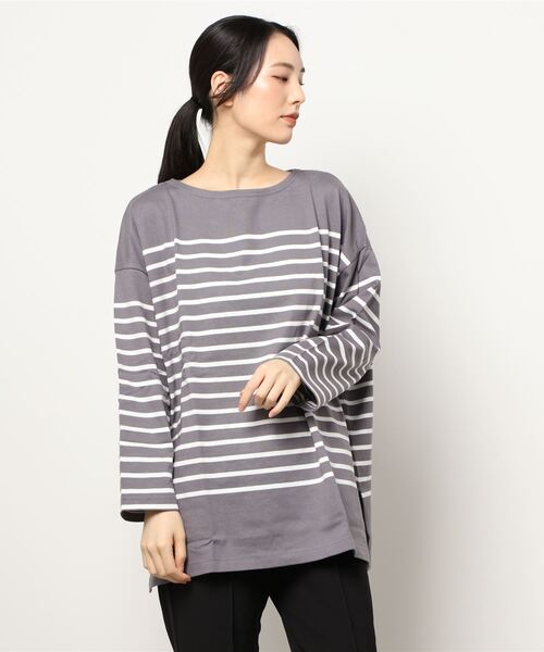 Samansa Mos2 blue（サマンサモスモスブルー）の「バスクチュニック（Tシャツ/カットソー・レディース・グレー/オフホワイト/カーキ・ﾌﾘ-）」の4枚目の写真