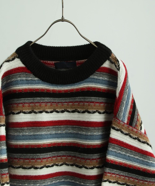 NILWAY（ニルウェイ）の「7G編地切替クージーライク総柄ニット/グラデーション（ニット/セーター・メンズ・ブラック系/ブラウン系/ベージュ系/ナチュラル/ブラック系1/グリーン系/グリーン系1・MEDIUM/LARGE）」の11枚目の写真