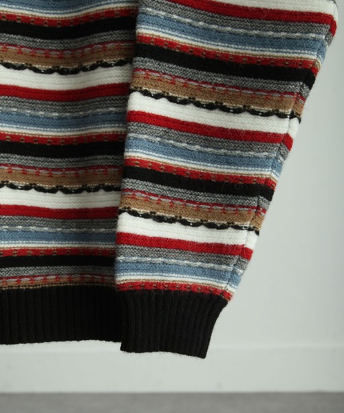 NILWAY（ニルウェイ）の「7G編地切替クージーライク総柄ニット/グラデーション（ニット/セーター・メンズ・ブラック系/ブラウン系/ベージュ系/ナチュラル/ブラック系1/グリーン系/グリーン系1・MEDIUM/LARGE）」の12枚目の写真