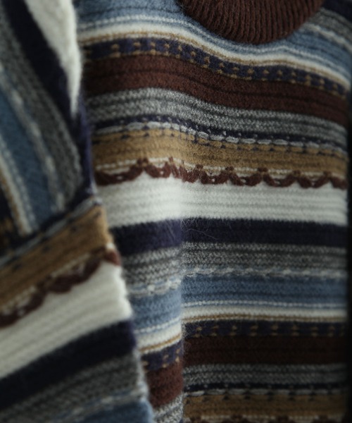 NILWAY（ニルウェイ）の「7G編地切替クージーライク総柄ニット/グラデーション（ニット/セーター・メンズ・ブラック系/ブラウン系/ベージュ系/ナチュラル/ブラック系1/グリーン系/グリーン系1・MEDIUM/LARGE）」の15枚目の写真