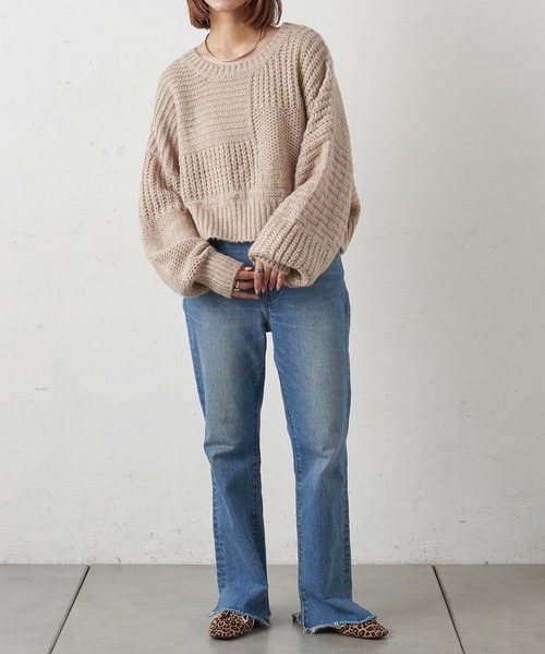 CIAOPANIC TYPY（チャオパニックティピー）の「【ZOZOTOWN限定】モヘアライクドルマンローゲージショートニット（ニット/セーター・レディース・ピンク/オレンジ/グリーン/サンドベージュ・ONE SIZE）」の5枚目の写真