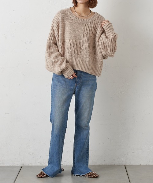 CIAOPANIC TYPY（チャオパニックティピー）の「【ZOZOTOWN限定】モヘアライクドルマンローゲージショートニット（ニット/セーター・レディース・ピンク/オレンジ/グリーン/サンドベージュ・ONE SIZE）」の19枚目の写真