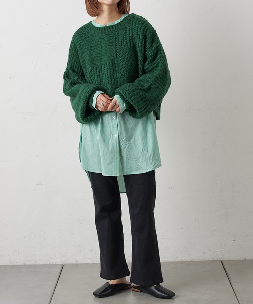 CIAOPANIC TYPY（チャオパニックティピー）の「【ZOZOTOWN限定】モヘアライクドルマンローゲージショートニット（ニット/セーター・レディース・ピンク/オレンジ/グリーン/サンドベージュ・ONE SIZE）」の6枚目の写真