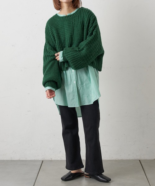 CIAOPANIC TYPY（チャオパニックティピー）の「【ZOZOTOWN限定】モヘアライクドルマンローゲージショートニット（ニット/セーター・レディース・ピンク/オレンジ/グリーン/サンドベージュ・ONE SIZE）」の20枚目の写真