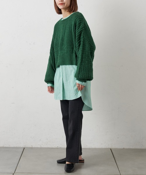 CIAOPANIC TYPY（チャオパニックティピー）の「【ZOZOTOWN限定】モヘアライクドルマンローゲージショートニット（ニット/セーター・レディース・ピンク/オレンジ/グリーン/サンドベージュ・ONE SIZE）」の16枚目の写真