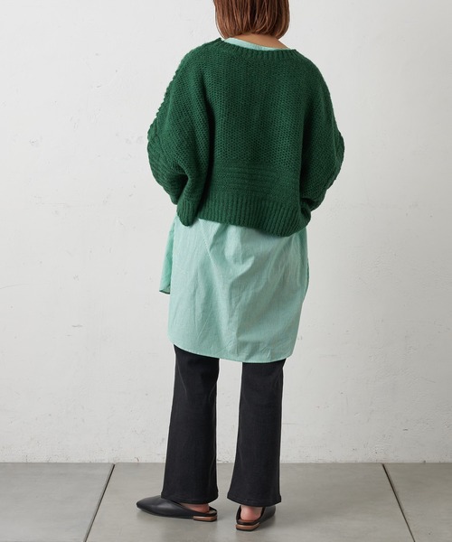 CIAOPANIC TYPY（チャオパニックティピー）の「【ZOZOTOWN限定】モヘアライクドルマンローゲージショートニット（ニット/セーター・レディース・ピンク/オレンジ/グリーン/サンドベージュ・ONE SIZE）」の11枚目の写真