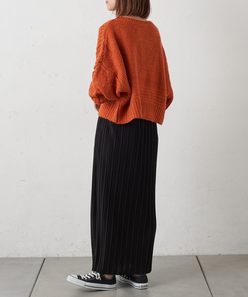 CIAOPANIC TYPY（チャオパニックティピー）の「【ZOZOTOWN限定】モヘアライクドルマンローゲージショートニット（ニット/セーター・レディース・ピンク/オレンジ/グリーン/サンドベージュ・ONE SIZE）」の13枚目の写真