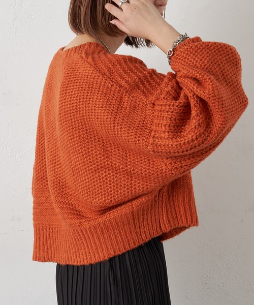 CIAOPANIC TYPY（チャオパニックティピー）の「【ZOZOTOWN限定】モヘアライクドルマンローゲージショートニット（ニット/セーター・レディース・ピンク/オレンジ/グリーン/サンドベージュ・ONE SIZE）」の8枚目の写真