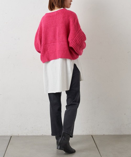 CIAOPANIC TYPY（チャオパニックティピー）の「【ZOZOTOWN限定】モヘアライクドルマンローゲージショートニット（ニット/セーター・レディース・ピンク/オレンジ/グリーン/サンドベージュ・ONE SIZE）」の12枚目の写真