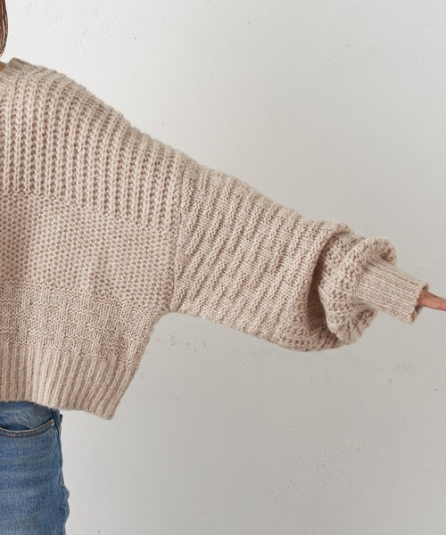 CIAOPANIC TYPY（チャオパニックティピー）の「【ZOZOTOWN限定】モヘアライクドルマンローゲージショートニット（ニット/セーター・レディース・ピンク/オレンジ/グリーン/サンドベージュ・ONE SIZE）」の14枚目の写真