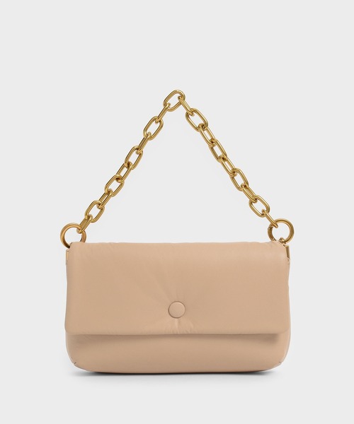 【未使用】CHARLES&KEITH ショルダーバッグ Taupe ベージュ アシメトリック ショルダーバッグ - ベージュ | CHARLES & KEITH