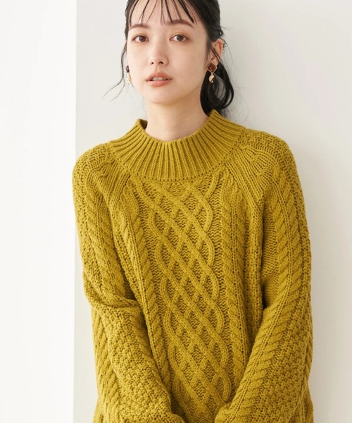 earth music&ecology（アースミュージックアンドエコロジー）の「アランハイネックニット（ニット/セーター・レディース・チャコールグレー/ベージュ/イエロー/アイボリー・FREE）」の4枚目の写真