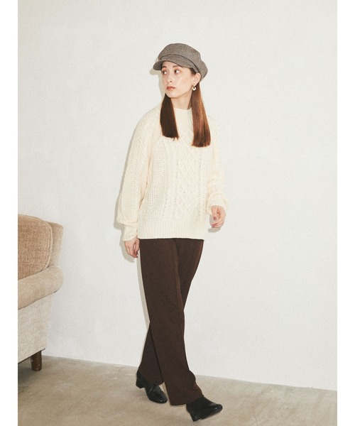 earth music&ecology（アースミュージックアンドエコロジー）の「アランハイネックニット（ニット/セーター・レディース・チャコールグレー/ベージュ/イエロー/アイボリー・FREE）」の15枚目の写真