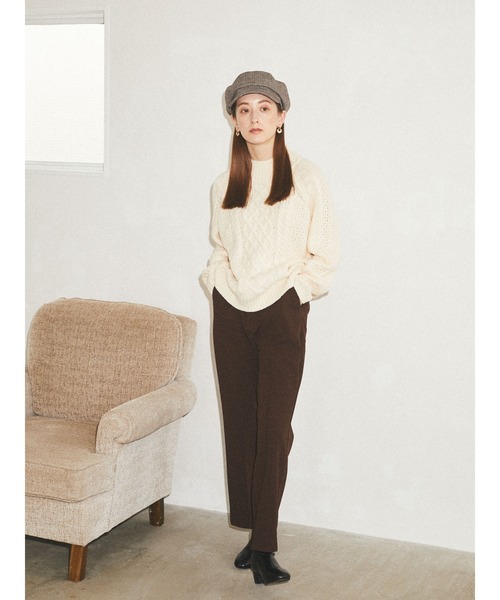 earth music&ecology（アースミュージックアンドエコロジー）の「アランハイネックニット（ニット/セーター・レディース・チャコールグレー/ベージュ/イエロー/アイボリー・FREE）」の22枚目の写真