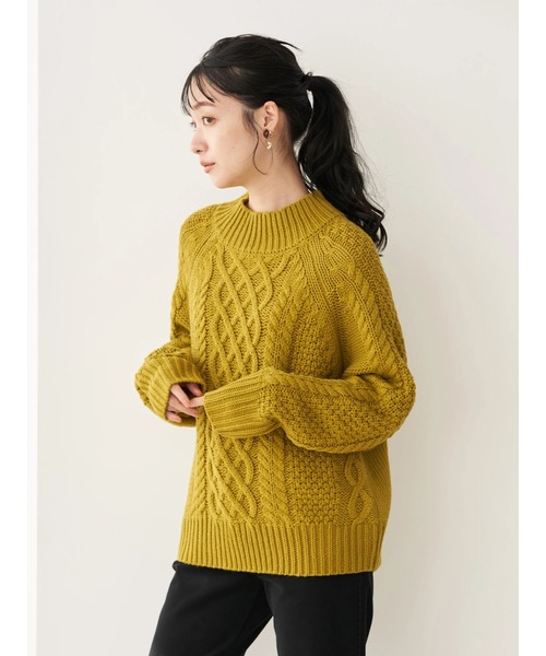 earth music&ecology（アースミュージックアンドエコロジー）の「アランハイネックニット（ニット/セーター・レディース・チャコールグレー/ベージュ/イエロー/アイボリー・FREE）」の21枚目の写真