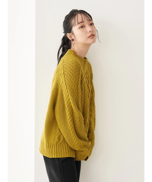 earth music&ecology（アースミュージックアンドエコロジー）の「アランハイネックニット（ニット/セーター・レディース・チャコールグレー/ベージュ/イエロー/アイボリー・FREE）」の5枚目の写真