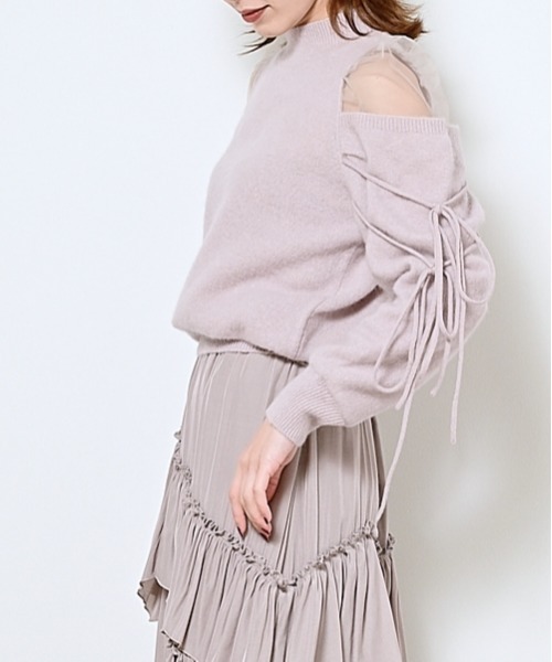SNIDEL（スナイデル）の「シースルーショルダーニットプルオーバー（ニット/セーター・レディース・アイボリー/ベージュ系その他/ピンクベージュ・FREE）」の13枚目の写真