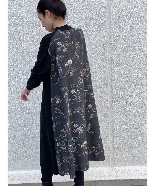 37400円/ビアズリー/切替 後ろ 花プリント ワンピース/紺ネイビー