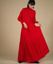 【シェアリングドレス】【ラリーニュロペ】汀(ミギワ)ハイネックティアードニットドレス