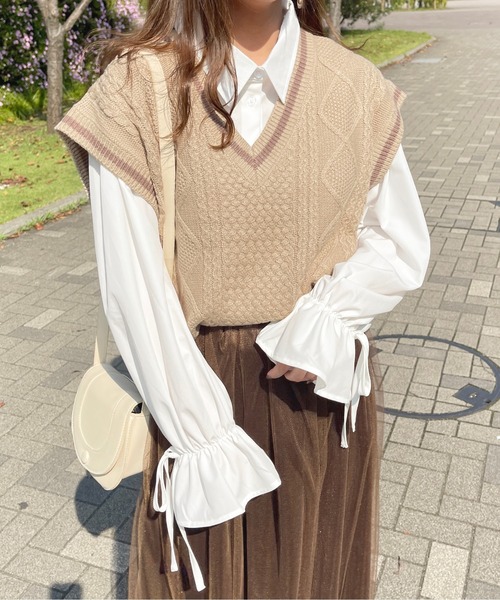 apres jour(アプレジュール)の「チルデンニットベスト【ZOZOTOWN限定アイテム】(ベスト・レディース・ラベンダー/ライトベージュ/ダークブラウン・フリー/X-LARGE)」の13枚目の写真