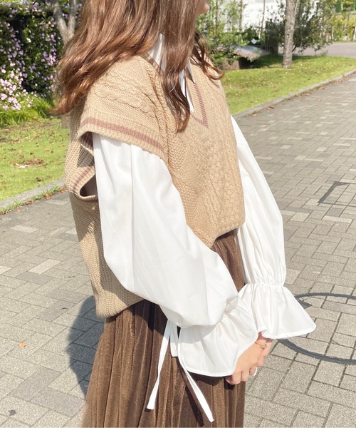 apres jour(アプレジュール)の「チルデンニットベスト【ZOZOTOWN限定アイテム】(ベスト・レディース・ラベンダー/ライトベージュ/ダークブラウン・フリー/X-LARGE)」の14枚目の写真