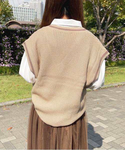 apres jour(アプレジュール)の「チルデンニットベスト【ZOZOTOWN限定アイテム】(ベスト・レディース・ラベンダー/ライトベージュ/ダークブラウン・フリー/X-LARGE)」の15枚目の写真