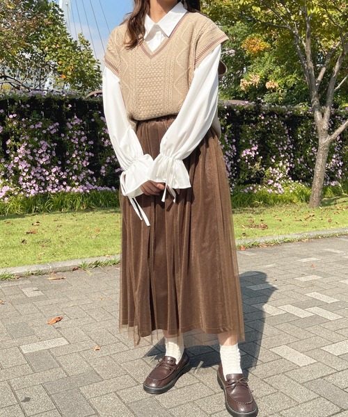 apres jour(アプレジュール)の「チルデンニットベスト【ZOZOTOWN限定アイテム】(ベスト・レディース・ラベンダー/ライトベージュ/ダークブラウン・フリー/X-LARGE)」の16枚目の写真