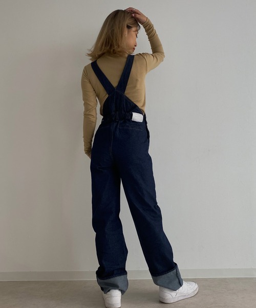 Avvenente(アベネンテ)の「【Avvenente】ストレートデニムオーバーオール(サロペット/オーバーオール・レディース・ブラック/ネイビー・FREE)」の18枚目の写真