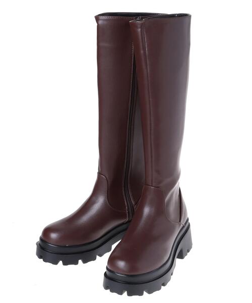 INGNI（イング）の「プラットフォームソールロングブーツ（ブーツ・レディース・ブラック/ブラウン・M）」の4枚目の写真