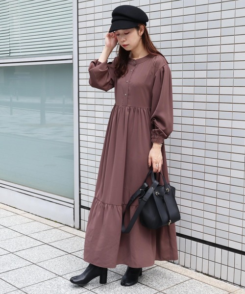 KOBE LETTUCE（コウベレタス）の「前後2WAYティアードワンピース（ワンピース・レディース・ネイビー/ピンク系その他/ダークカーキ/ブラック系/ベージュ系・MEDIUM/LONG）」の5枚目の写真