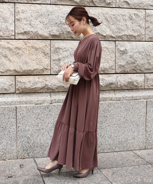 KOBE LETTUCE（コウベレタス）の「前後2WAYティアードワンピース（ワンピース・レディース・ネイビー/ピンク系その他/ダークカーキ/ブラック系/ベージュ系・MEDIUM/LONG）」の6枚目の写真