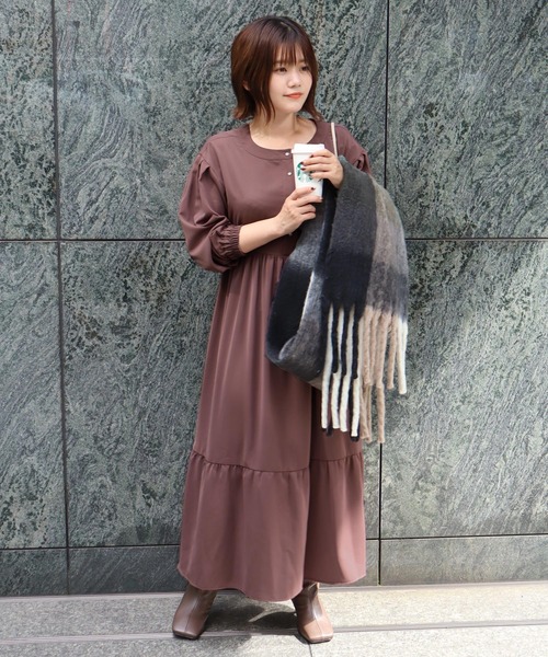 KOBE LETTUCE（コウベレタス）の「前後2WAYティアードワンピース（ワンピース・レディース・ネイビー/ピンク系その他/ダークカーキ/ブラック系/ベージュ系・MEDIUM/LONG）」の8枚目の写真