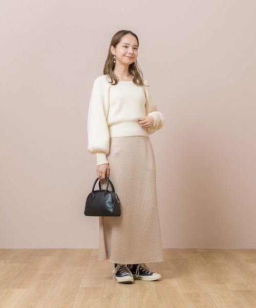 flower（フラワー）の「グロッシードットスカート（スカート・レディース・ブラウン/ベージュ・FREE）」の4枚目の写真