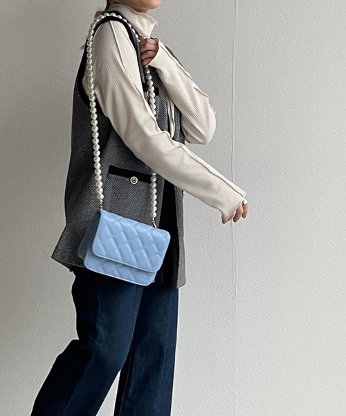 w closet(ダブルクローゼット)の「ヘリンボーンポケットベスト(ベスト・レディース・カーキ/ホワイト×ブラック・FREE)」の6枚目の写真