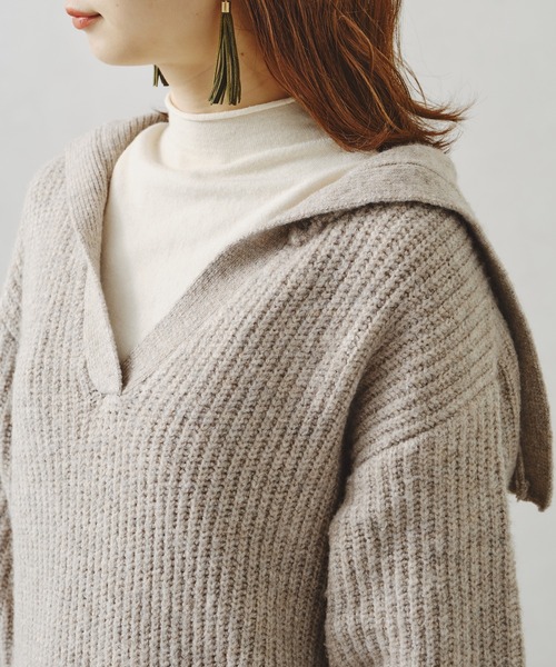 acro（アクロ）の「スキッパーセーラーカラーニットワンピース/AC1226（ワンピース・レディース・ベージュ/アイボリー/グリーン・ﾌﾘ-）」の7枚目の写真