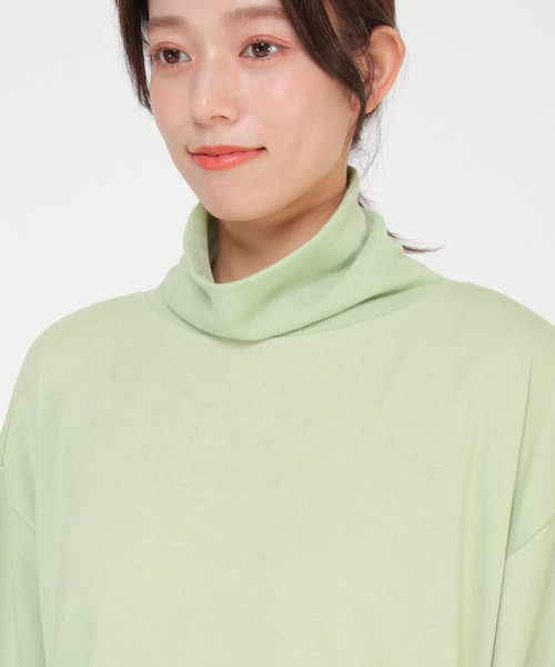 LBC(エルビーシー)の「リブハイネックボリュームプルオーバー(Tシャツ/カットソー・レディース・ホワイト/チャコールグレー/ライム・M/L)」の7枚目の写真