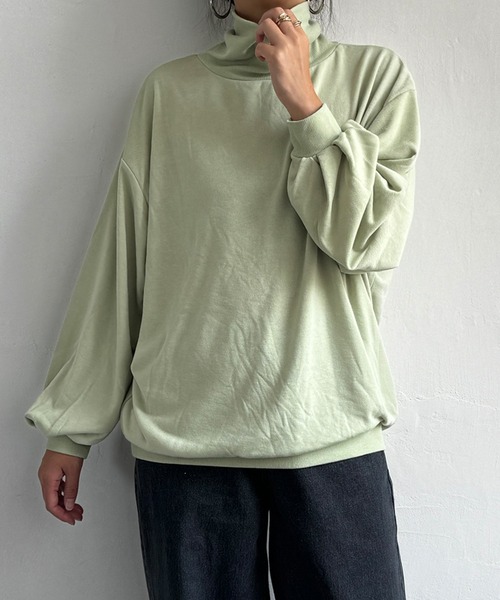 LBC(エルビーシー)の「リブハイネックボリュームプルオーバー(Tシャツ/カットソー・レディース・ホワイト/チャコールグレー/ライム・M/L)」の18枚目の写真