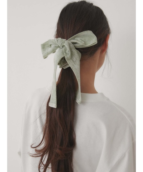 merry jenny（メリージェニー）の「BIGリボンベロアシュシュ（シュシュ・レディース・ブラック/ミント/ベージュ・FREE）」の3枚目の写真