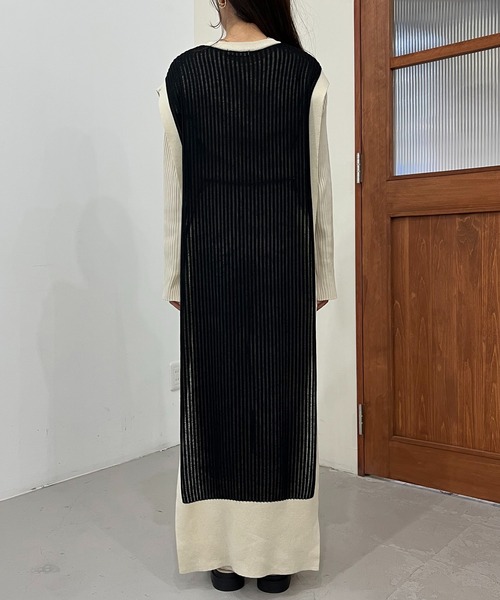 CAPRICIEUX LE'MAGE（カプリシューレマージュ）の「【AgAwd/アガウド】パイピングニットワンピース（ワンピース・レディース・ブラック/アイボリー・FREE）」の6枚目の写真