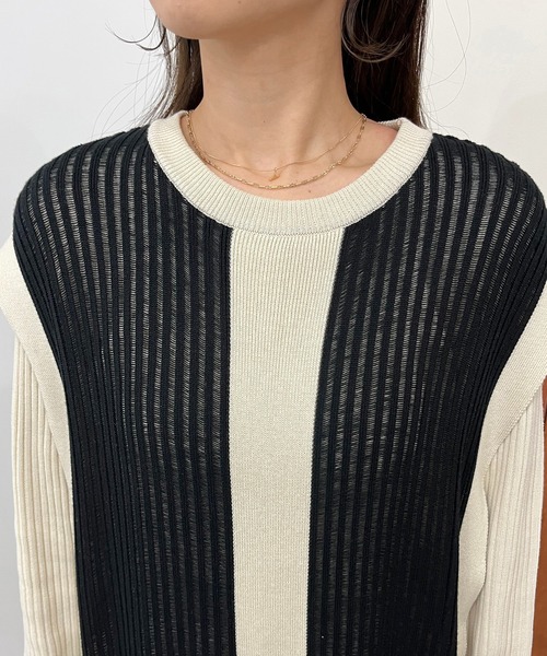 CAPRICIEUX LE'MAGE（カプリシューレマージュ）の「【AgAwd/アガウド】パイピングニットワンピース（ワンピース・レディース・ブラック/アイボリー・FREE）」の9枚目の写真