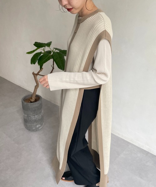 CAPRICIEUX LE'MAGE（カプリシューレマージュ）の「【AgAwd/アガウド】パイピングニットワンピース（ワンピース・レディース・ブラック/アイボリー・FREE）」の13枚目の写真