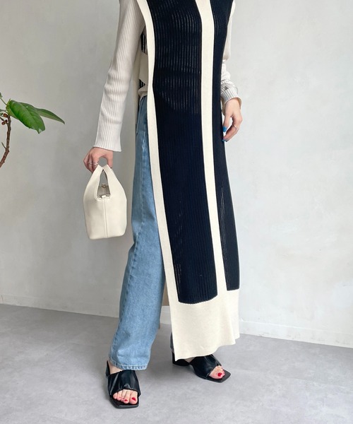 CAPRICIEUX LE'MAGE（カプリシューレマージュ）の「【AgAwd/アガウド】パイピングニットワンピース（ワンピース・レディース・ブラック/アイボリー・FREE）」の8枚目の写真