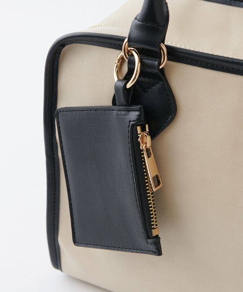 natural couture（ナチュラルクチュール）の「バイカラーボストンバッグ（ボストンバッグ・レディース・アイボリー/ブラック/ブラウン・FREE）」の13枚目の写真