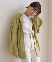 【shemoshelly】コットンブレンドデザインスリーブニットロングカーディガン