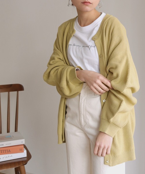 HER CLOSET（ハークローゼット）の「【shemoshelly】コットンブレンドデザインスリーブニットロングカーディガン（カーディガン/ボレロ・レディース・アイボリー/ブラック/テラコッタ/グリーン/ライトブルー・M）」の19枚目の写真