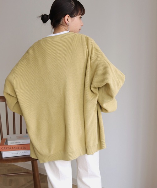 HER CLOSET（ハークローゼット）の「【shemoshelly】コットンブレンドデザインスリーブニットロングカーディガン（カーディガン/ボレロ・レディース・アイボリー/ブラック/テラコッタ/グリーン/ライトブルー・M）」の9枚目の写真