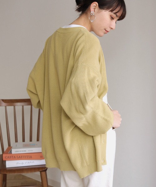 HER CLOSET（ハークローゼット）の「【shemoshelly】コットンブレンドデザインスリーブニットロングカーディガン（カーディガン/ボレロ・レディース・アイボリー/ブラック/テラコッタ/グリーン/ライトブルー・M）」の14枚目の写真