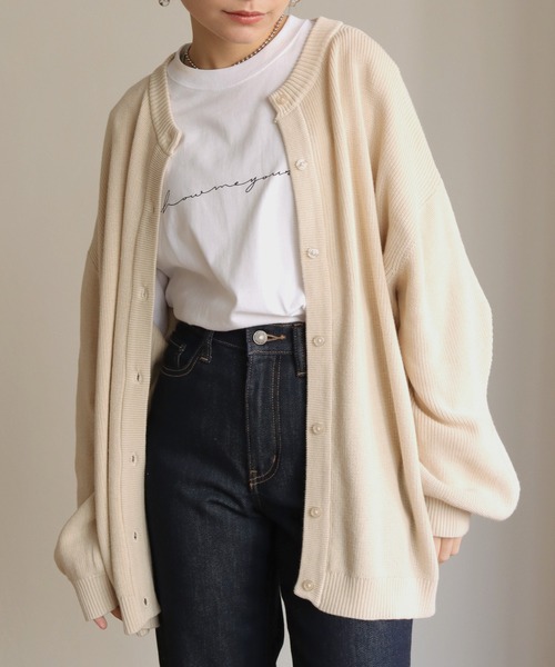 HER CLOSET（ハークローゼット）の「【shemoshelly】コットンブレンドデザインスリーブニットロングカーディガン（カーディガン/ボレロ・レディース・アイボリー/ブラック/テラコッタ/グリーン/ライトブルー・M）」の11枚目の写真