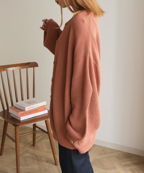 HER CLOSET（ハークローゼット）の「【shemoshelly】コットンブレンドデザインスリーブニットロングカーディガン（カーディガン/ボレロ・レディース・アイボリー/ブラック/テラコッタ/グリーン/ライトブルー・M）」の18枚目の写真